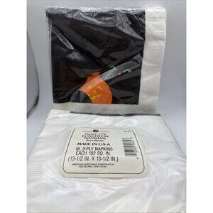 VINTAGE HALLOWEEN American Greetings pumpkin Luncheon napkins lot of 2 32 Total